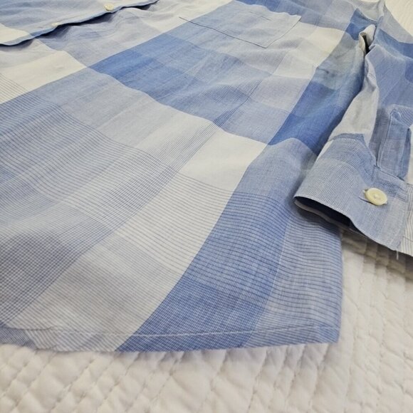 Old Navy Women's Loose Gossamer Boyfriend Shirt Blue White Plaid Size XXL - Picture 2 of 13